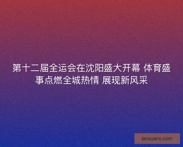 第十二届全运会在沈阳盛大开幕 体育盛事点燃全城热情 展现新风采